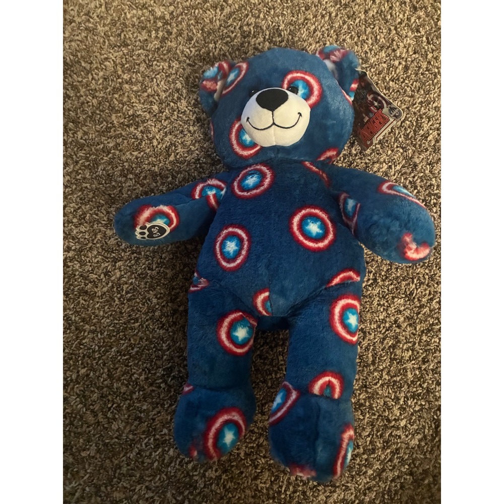 Build-A-Bear Marvel Avengers Captain America Shield Print Teddy Bear NWT
